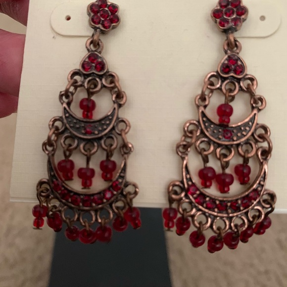 M Haskell burgundy chandelier earrings - Picture 4 of 9